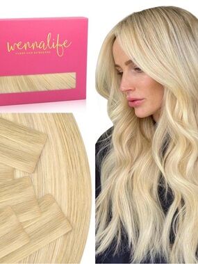 Blonde 16/22 Tape In Hair Extensions - Natural Blonde Multi-Tone 180g #TG1